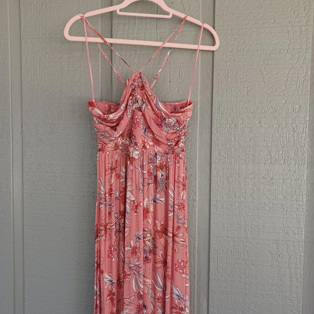 Free People One Step Ahead Maxi Dress Size Women M Floral Smocked Viscose Boho